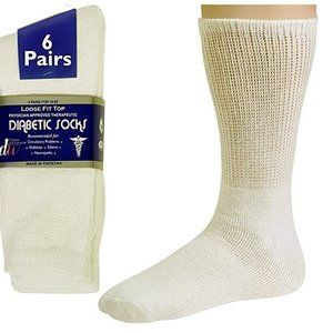 Mens Diabetic Socks Loose Fit Crew Length 6 Pair